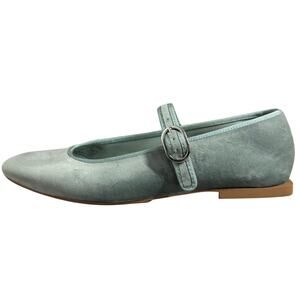 Zara Velvet Suede Mary Jane Ballet Flat Shoes Women 39 US8 Sage Green Quite Lux